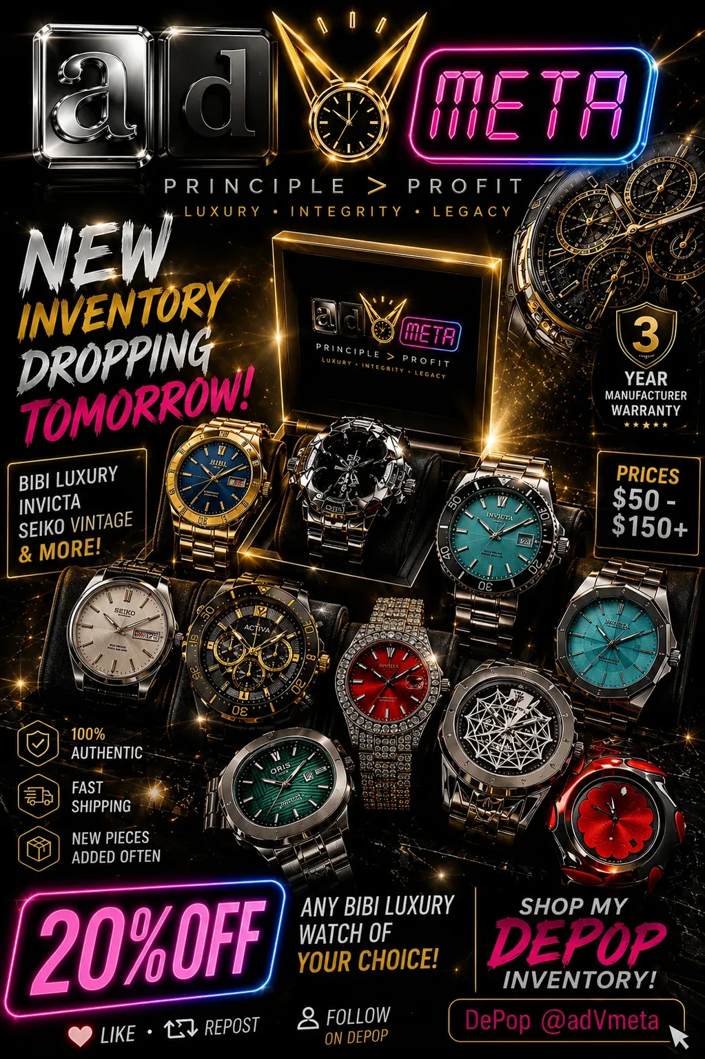 adVmeta DePop inventory release campaign
