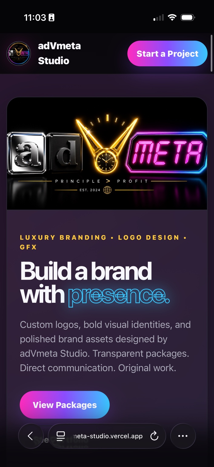 adVmeta Studio brand banner