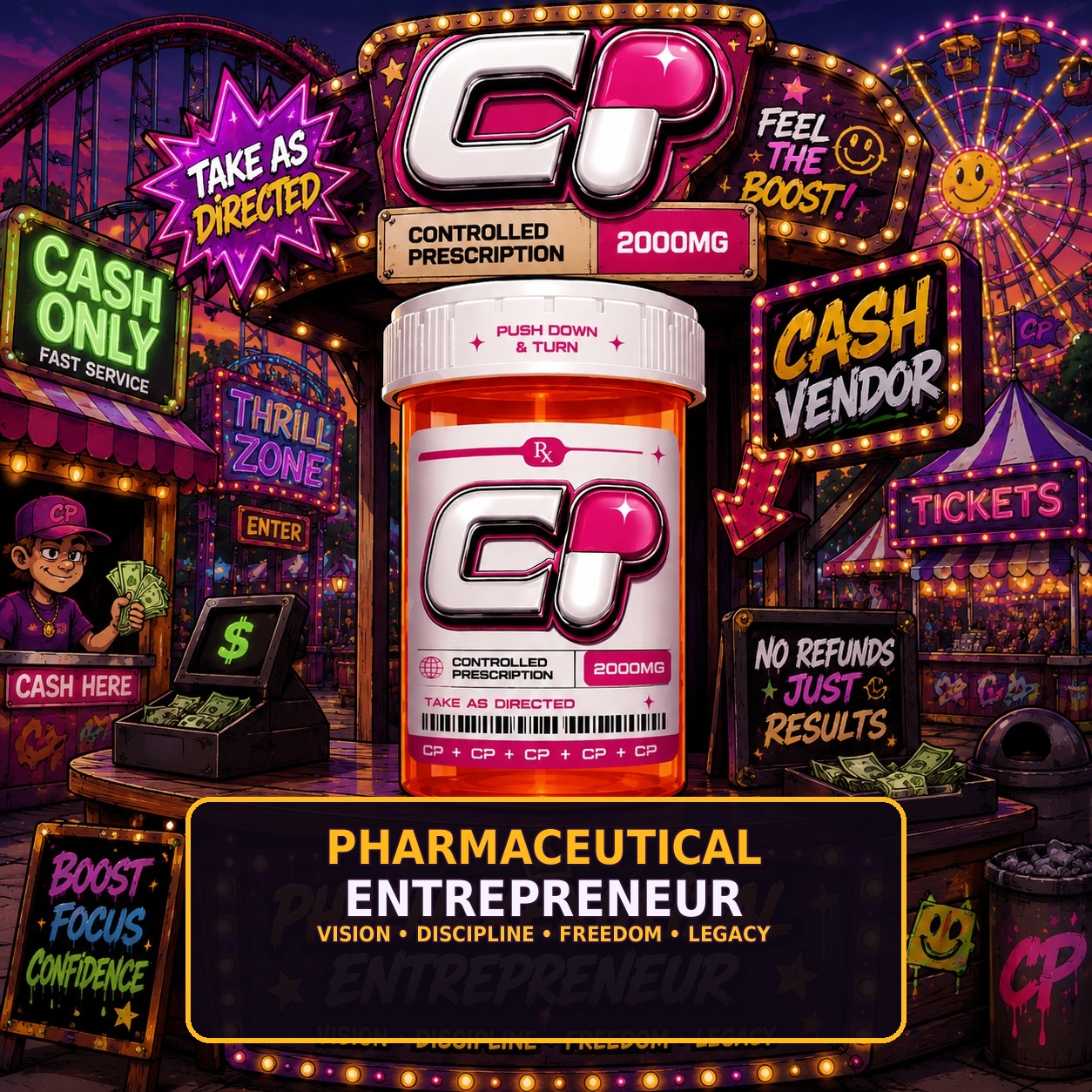 Pharmaceutical Entrepreneur carnival concept